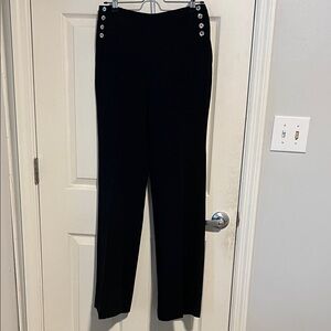 White House Black Market Lined Black Trousers with Silver Button Accents